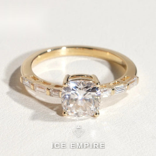 Iced Out 10K Gold Moissanite Engagement Ring