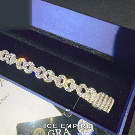 Iced Out Cross Rose Gold Plated Moissanite Cuban Chain