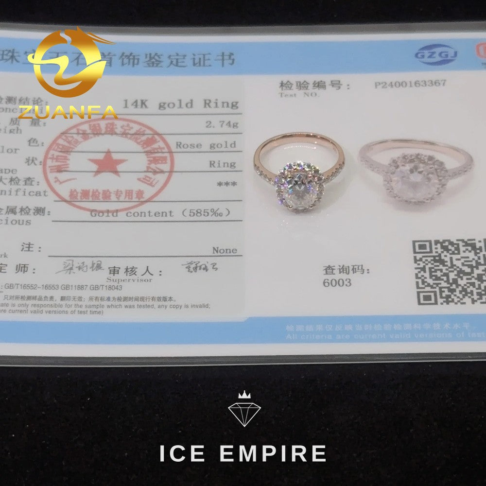 Iced Out Rose Gold Moissanite Engagement Ring