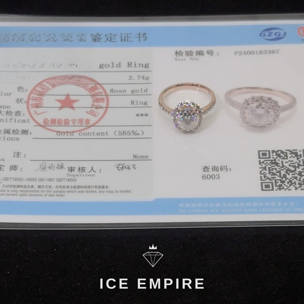 Iced Out Rose Gold Moissanite Engagement Ring
