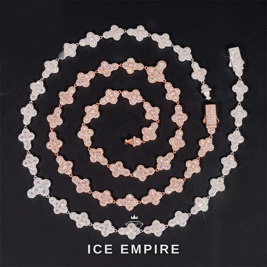 Iced Out Cross Rose Gold Plated Moissanite Cuban Chain