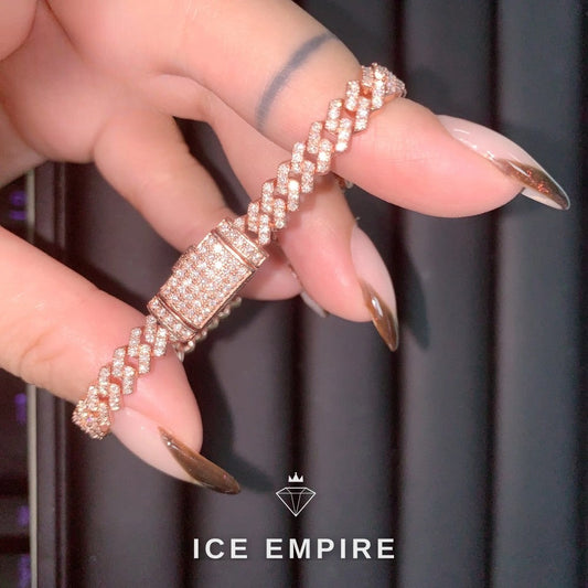 Iced Out Rose Gold Plated Moissanite Cuban Chain