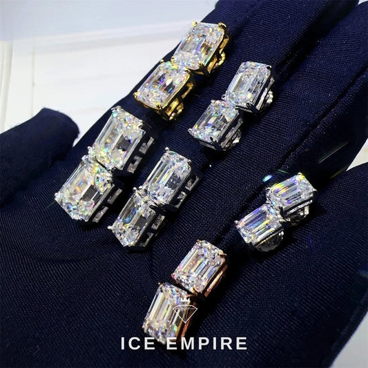Iced Out Gold Plated Moissanite Stud Earrings