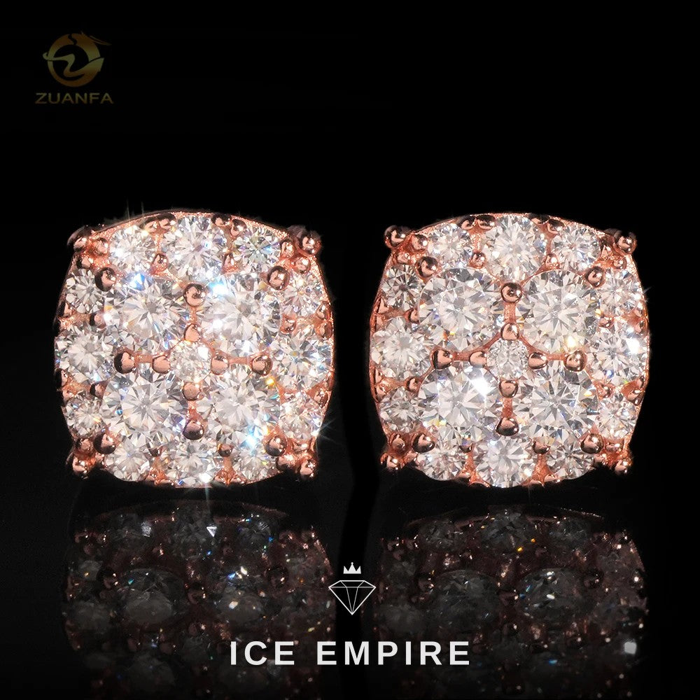 Iced Out Rose Gold Moissanite Earrings