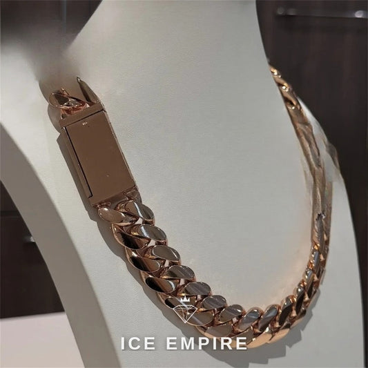 Iced Out Rose Gold Plated Moissanite Cuban Chain