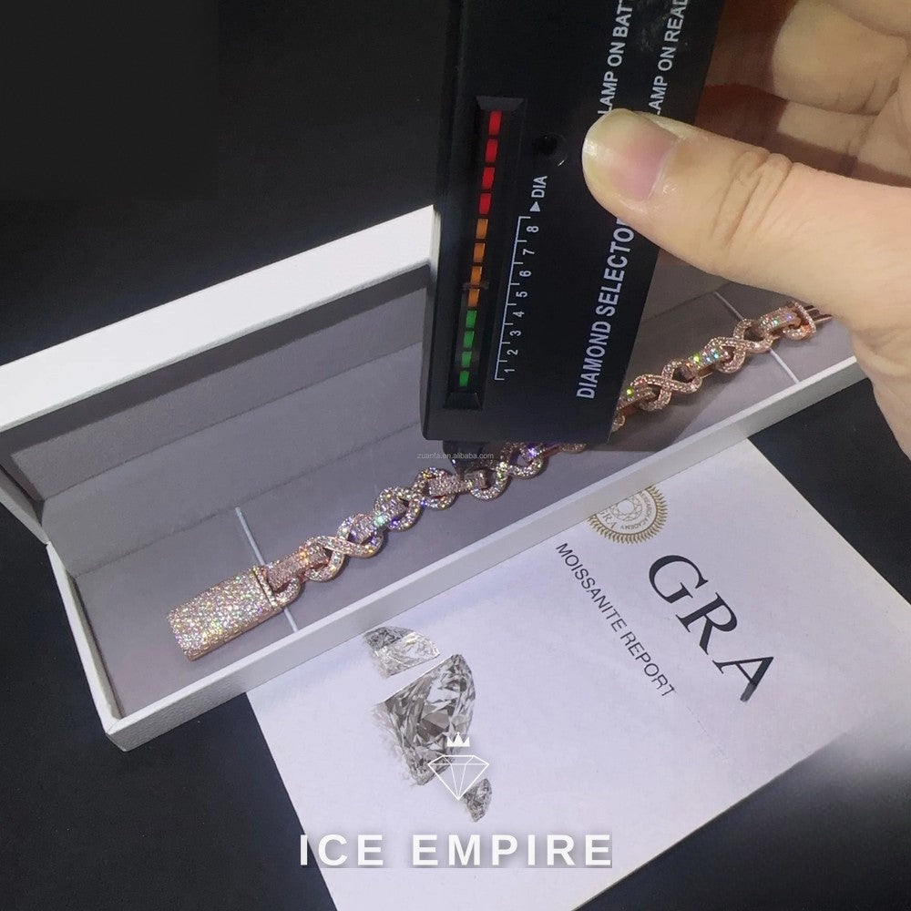 Iced Out Baguette Rose Gold Moissanite Cuban Chain