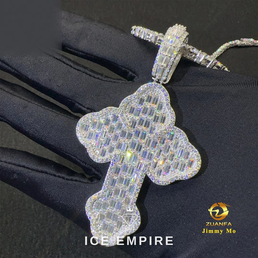 Iced Out Baguette 925 Silver Moissanite Pendant