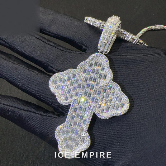 Iced Out Baguette 925 Silver Moissanite Pendant