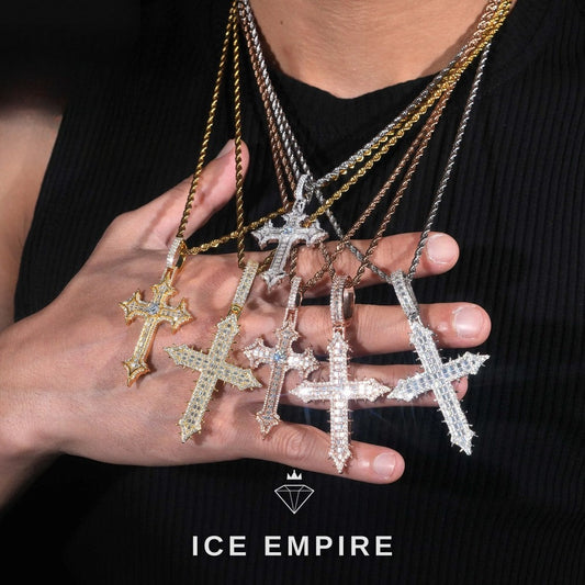 Iced Out Cross 925 Silver Pendant