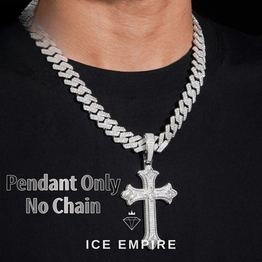 Iced Out Cross 925 Silver Moissanite Pendant