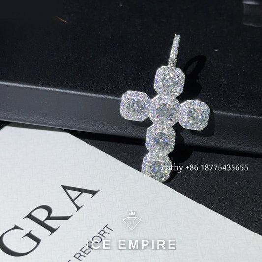 Iced Out Cross Rose Gold Plated Moissanite Rope Chain
