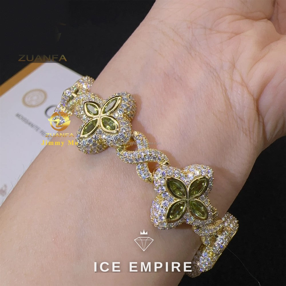 Iced Out 925 Silver Moissanite Cuban Chain