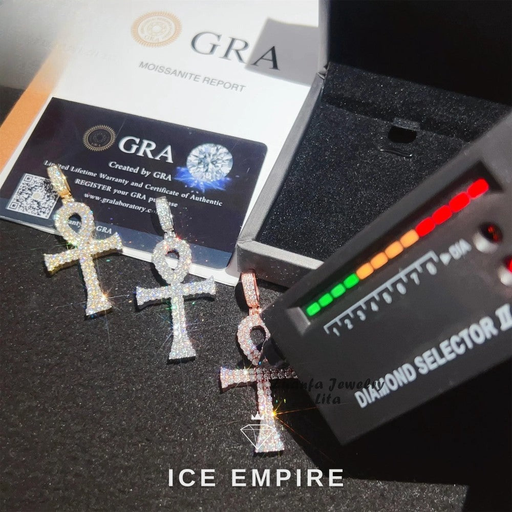 Iced Out Cross 925 Silver Pendant