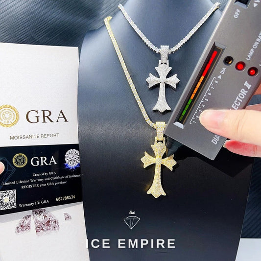 Iced Out Cross Rose Gold Plated Moissanite Pendant