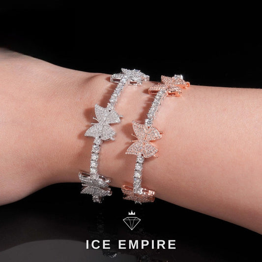 Iced Out Butterfly 925 Silver Moissanite Tennis Bracelet