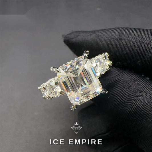 Iced Out 925 Silver Moissanite Engagement Ring