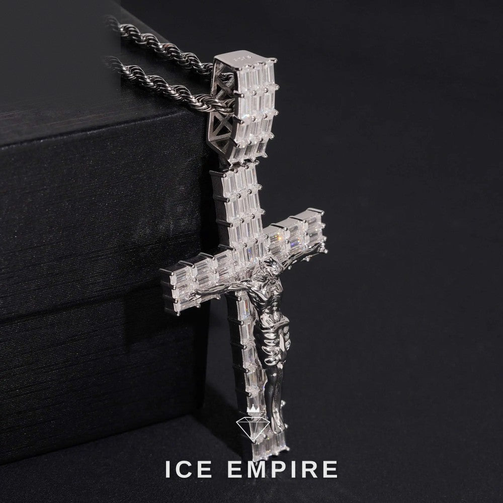 Iced Out Baguette 925 Silver Moissanite Pendant