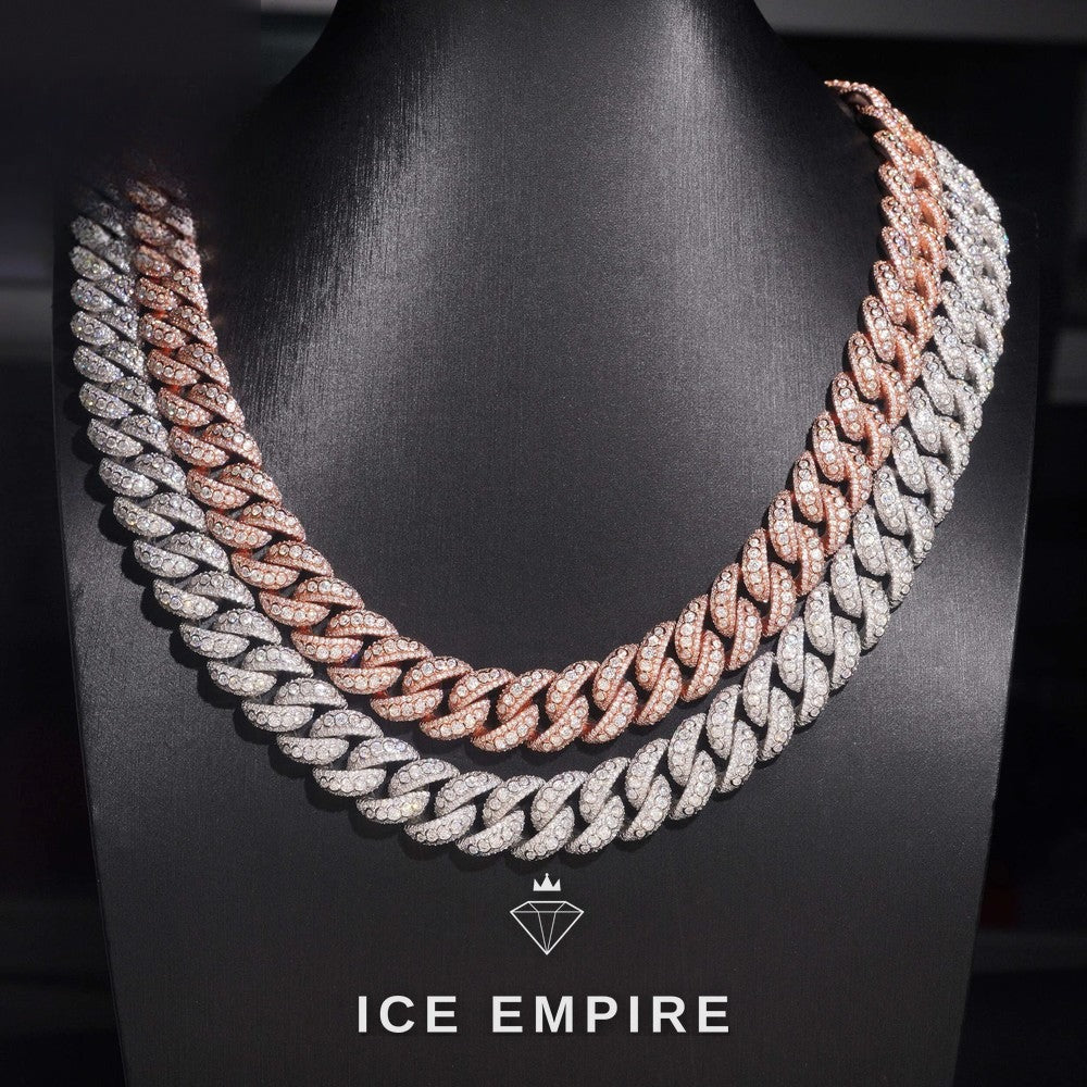 Iced Out Rose Gold Moissanite Cuban Chain