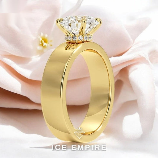 Iced Out Gold Plated Moissanite Engagement Ring
