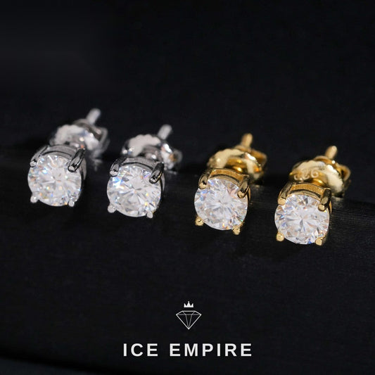 Iced Out 925 Silver Moissanite Stud Earrings
