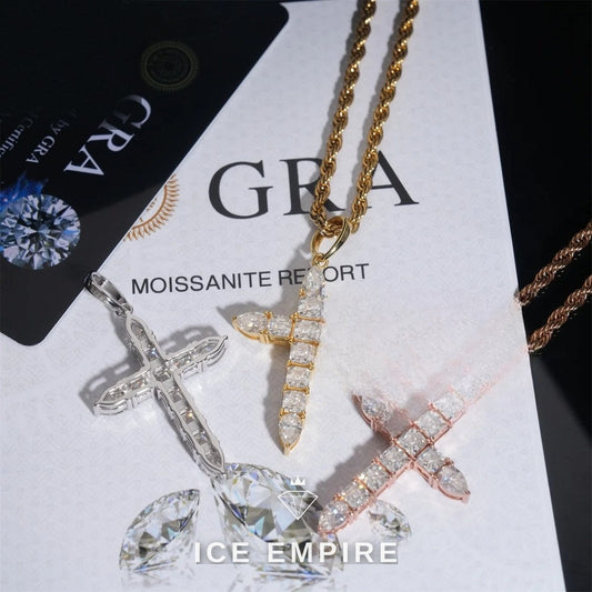 Iced Out Cross 925 Silver Pendant