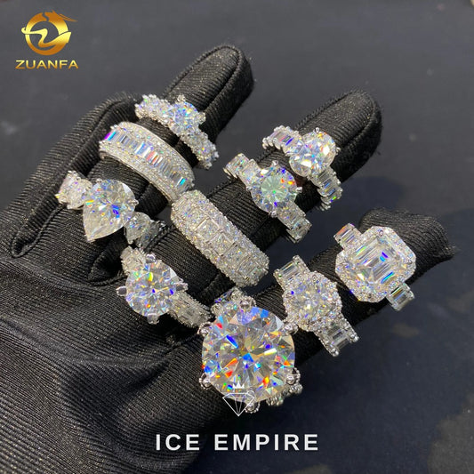Iced Out 925 Silver Moissanite Engagement Ring
