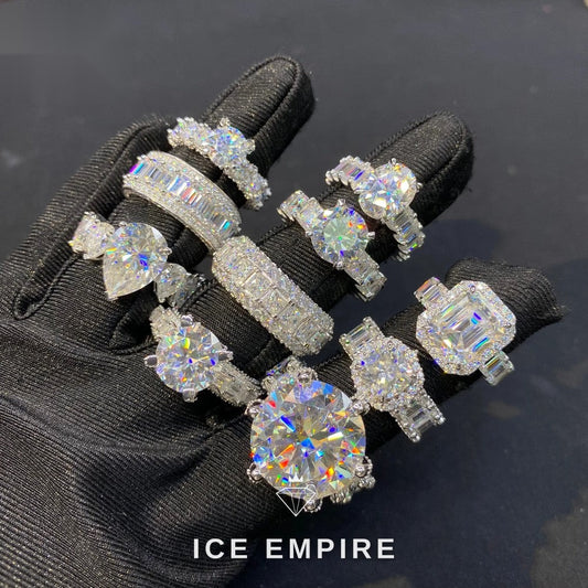 Iced Out 925 Silver Moissanite Engagement Ring