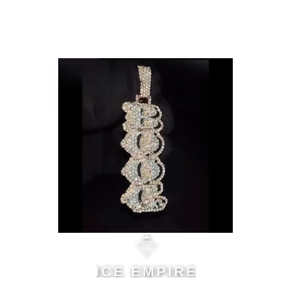 Iced Out Baguette Rose Gold Plated Moissanite Pendant