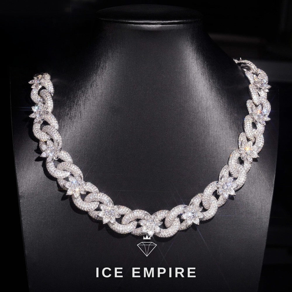 Iced Out 925 Silver Moissanite Cuban Chain