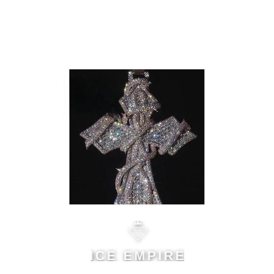Iced Out Cross Rose Gold Plated Moissanite Pendant