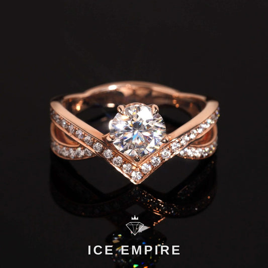 Iced Out 14K Gold Moissanite Wedding Band