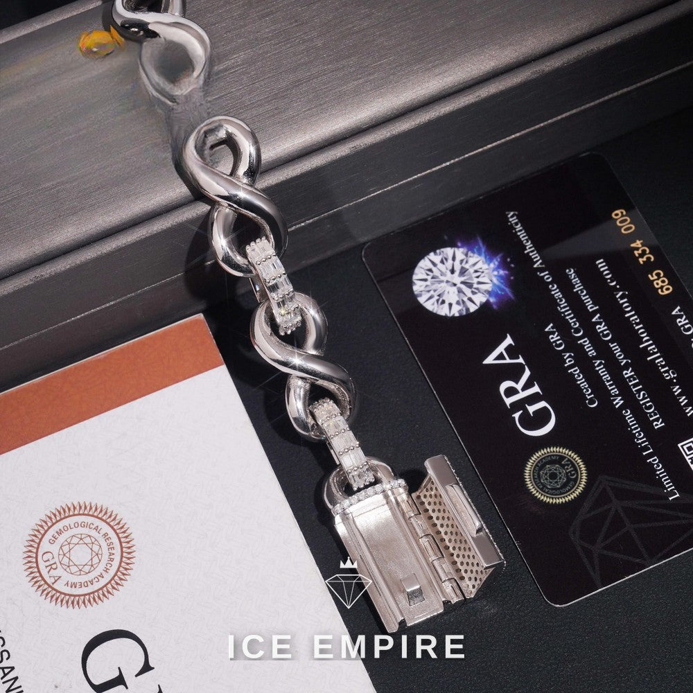 Iced Out Baguette 925 Silver Moissanite Cuban Chain