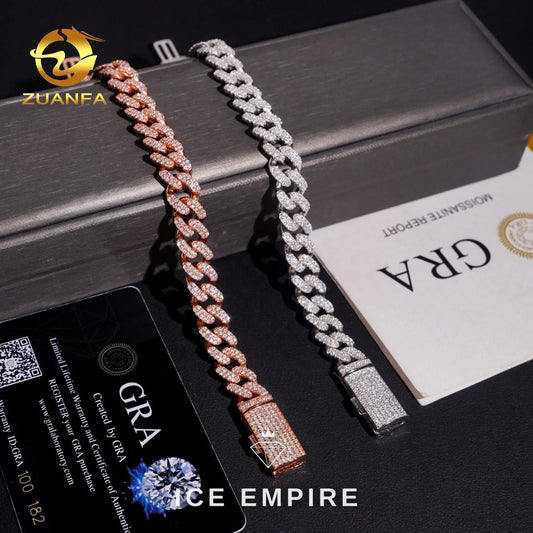 Iced Out Rose Gold Plated Moissanite Cuban Chain