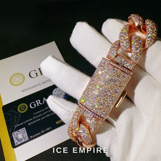Iced Out 925 Silver Moissanite Cuban Chain