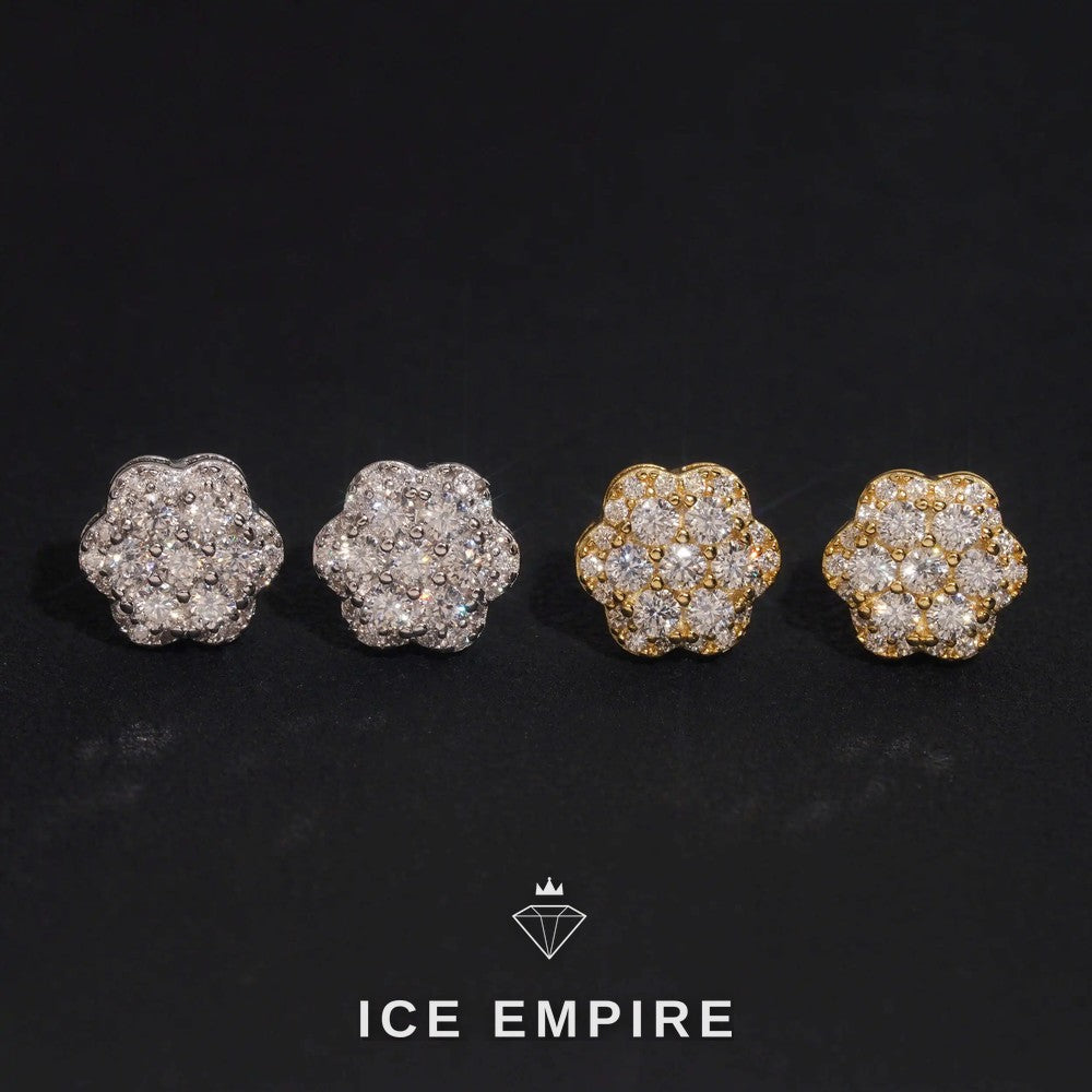 Iced Out Cross Gold Plated Moissanite Hoop Earrings