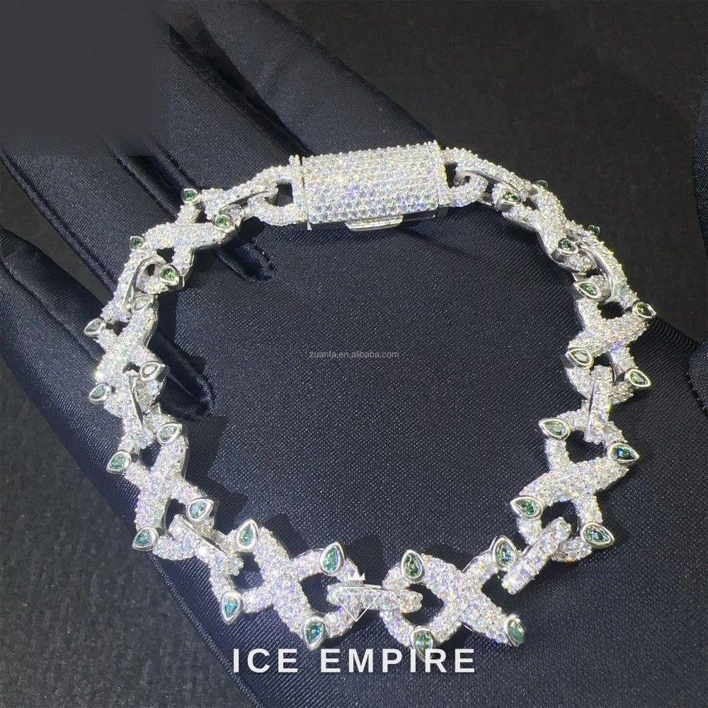 Iced Out 925 Silver Moissanite Cuban Chain