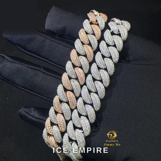 Iced Out 925 Silver Moissanite Cuban Chain
