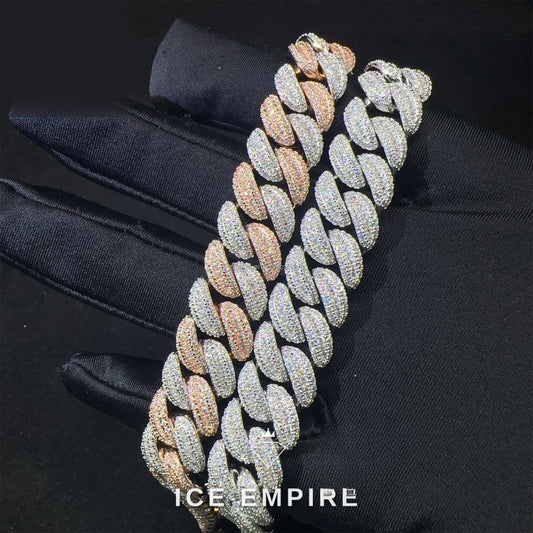 Iced Out 925 Silver Moissanite Cuban Chain
