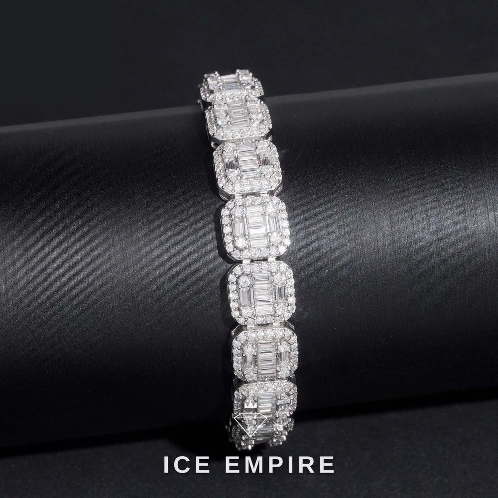 Iced Out Baguette Rose Gold Plated Moissanite Cuban Chain