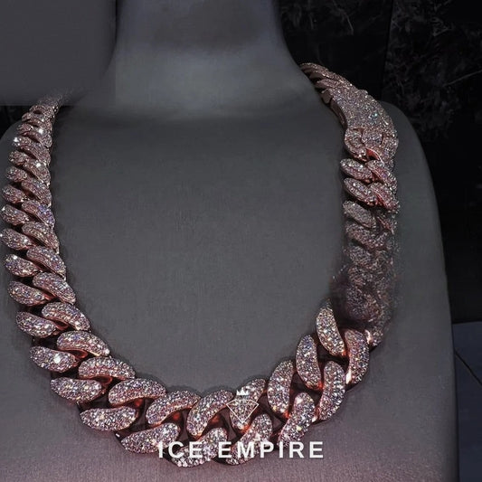 Iced Out Rose Gold Plated Moissanite Cuban Chain
