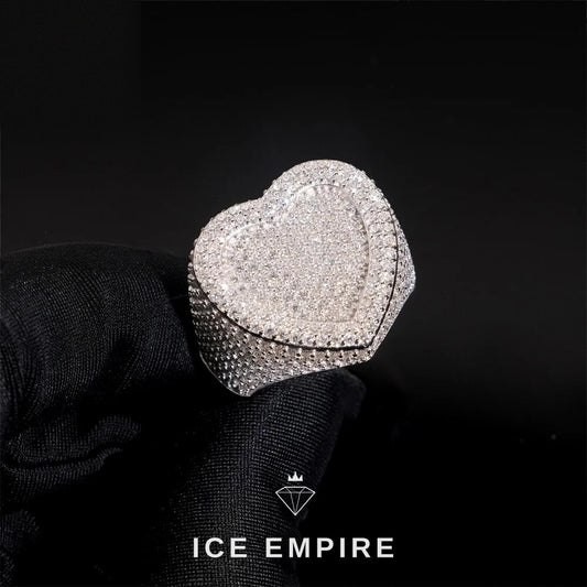 Iced Out Heart Rose Gold Plated Moissanite Ring