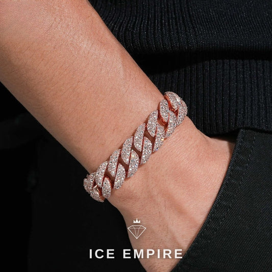 Iced Out Rose Gold Moissanite Cuban Chain
