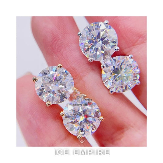 Iced Out 925 Silver Moissanite Stud Earrings