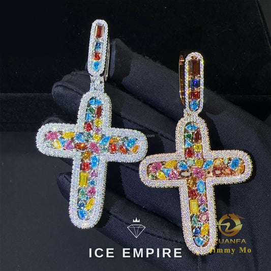 Iced Out Cross 925 Silver Pendant