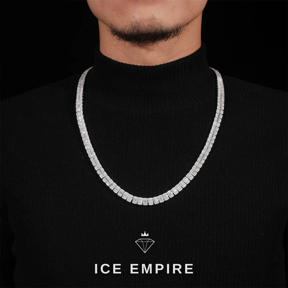 Iced Out Baguette Rose Gold Plated Moissanite Cuban Chain