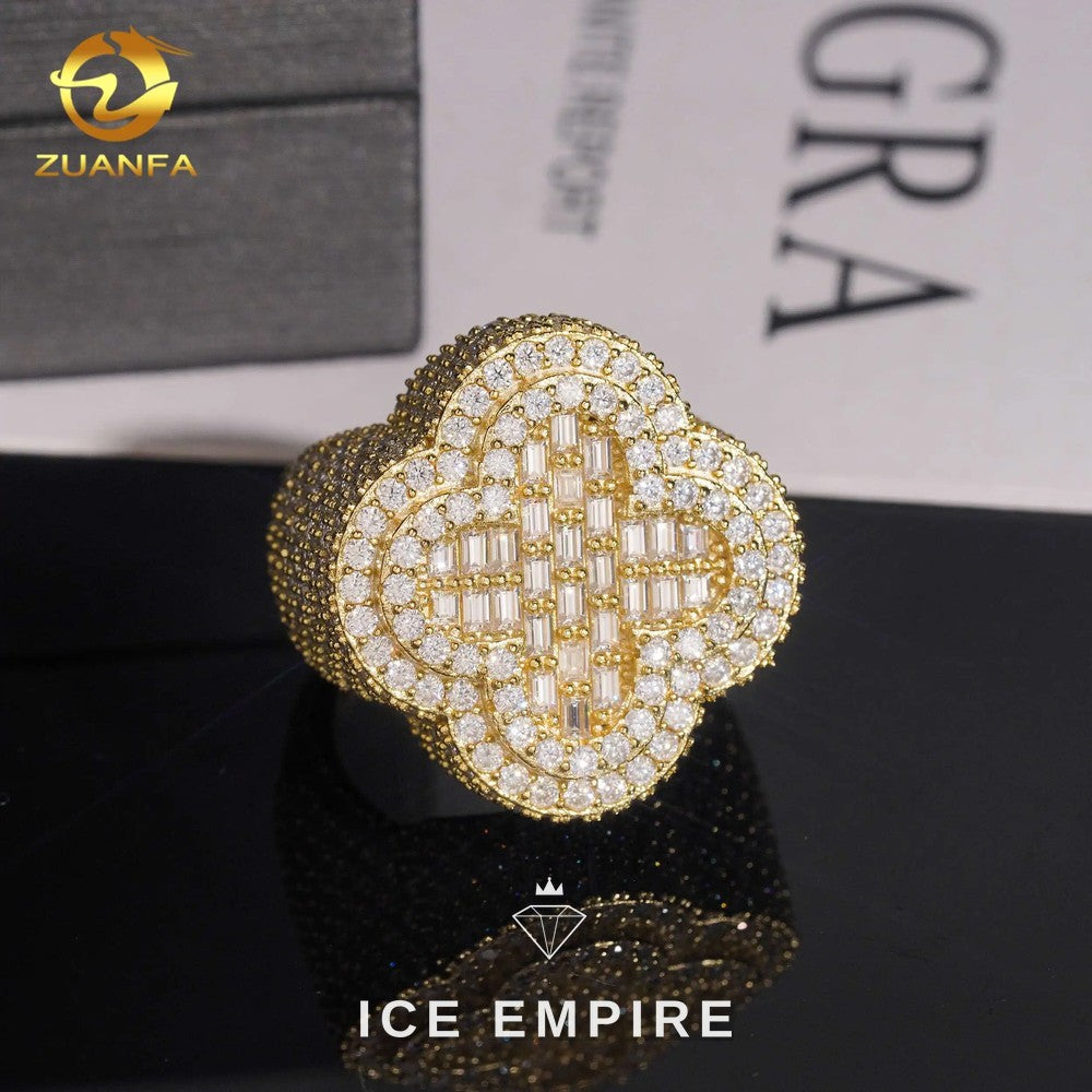 Iced Out 925 Silver Moissanite Ring