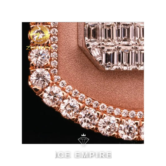Iced Out Baguette Rose Gold Plated Pendant