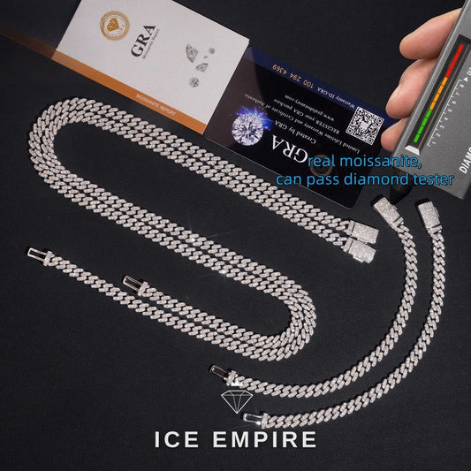 Iced Out 925 Silver Moissanite Cuban Chain