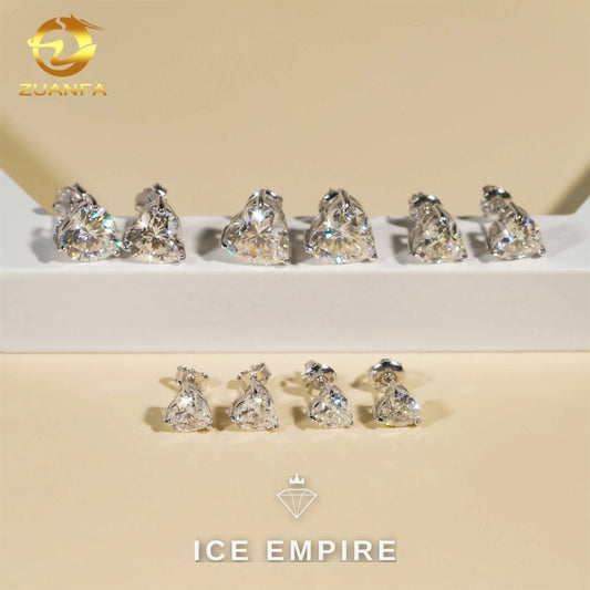 Iced Out Heart Gold Plated Moissanite Stud Earrings