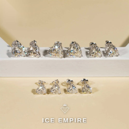 Iced Out Heart Gold Plated Moissanite Stud Earrings